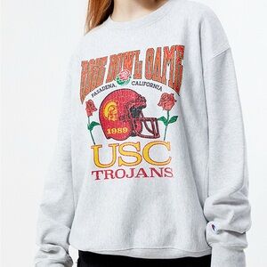 Champion Gray Rose Bowl USC Trojans Crewneck Sweater